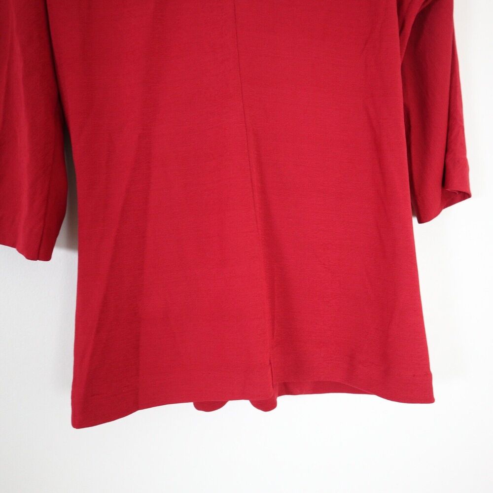 MaxMara Size S Red Wrap Front Blouse 3/4 Sleeve Viscose Jersey - Picture 10 of 10